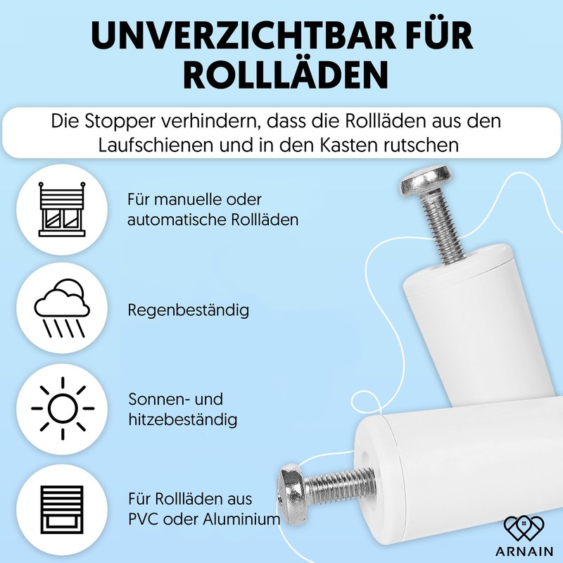 8 White Roller Shutter Stops 40 mm for PVC Roller