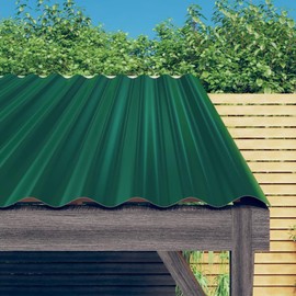 Roof Panels 12 pcs Powder-Coated Steel Green 23.6"x14.2", Hardware, Building Materials, Roofing, Roofing Shingles & Tiles, 319123