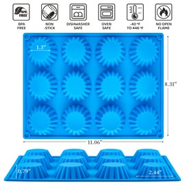 CLUEWR 3 PCS Peanut Butter Cup Molds, 12 Cavity Non-stick Silicone Chocolate Candy Molds for Fat Bombs