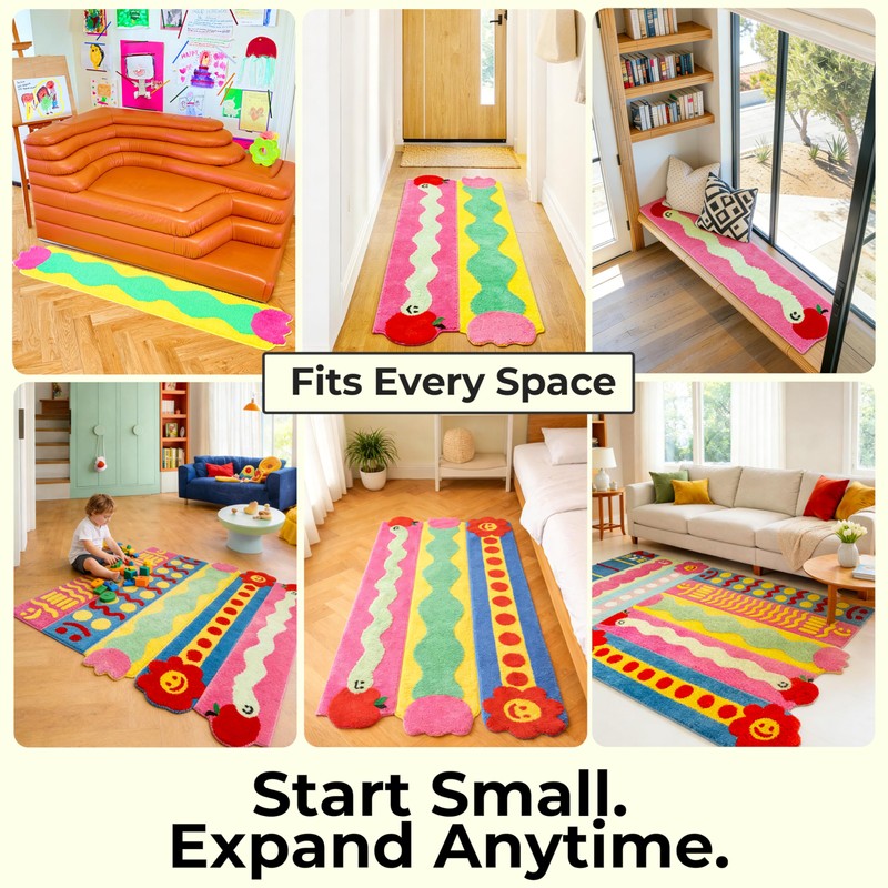 Modular Play Rug Set, 3-Piece Washable Area Rug, Soft Interactive