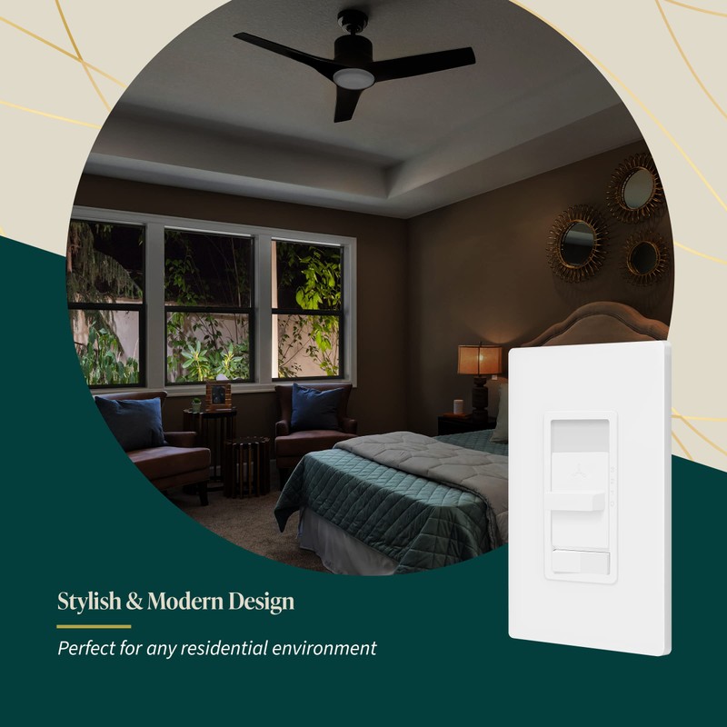 TOPGREENER Kalide Light Switch and 3-Speed Ceiling Fan Control Combo,