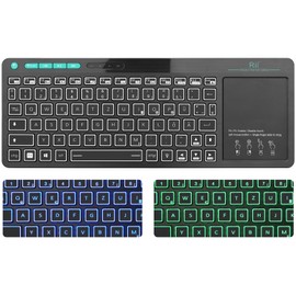 Rii Bluetooth Tastatur mit touchpad(Bluetooth 5.0 + 2.4G Wireless), Mini Tastatur Beleuchtet mit 2 LED Hinterleuchtet（Deutsches Layout, schwarz）