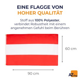 AZ FLAG - Austrian Flag - 90 x 60 cm - Austrian Flag 60 x 90 cm Fine Polyester - Flags
