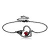 URONE Skeleton Bracelet Sterling Silver Skull Skeleton Hand Heart Bracelet