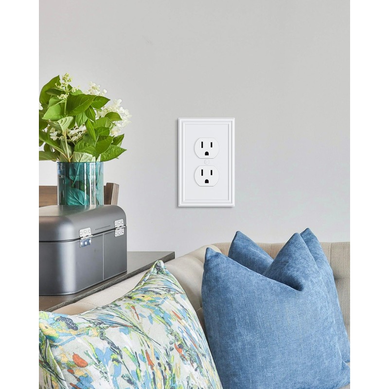 6-Pack Single Duplex Outlet Cover Plate, Decorative White Switch Plates