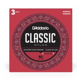 D'Addario ダダリオ クラシックギター弦 Sliverplated Wound Clear Nylon Normal Tension EJ27N-3D 3set入りパック 【国内正規品】