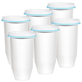 Recogwood Upgraded 5-Stage Water Filter Replacement for Zero Pitcher & Dispenser, 0 TDS Filtration, Reduces Lead, Chromium, PFOA & PFOS, Compatible with ZR-001, ZR-004, ZR-017, 6-Pack