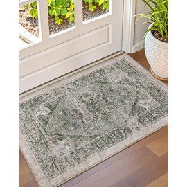 Alfombra lavable de 2 x 3 pulgadas, alfombra decorativa de cocina, alfombra antideslizante envejecida, recámara, sala de estar