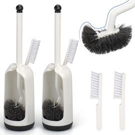 Juego 2 Cepillo para Baño con Soporte, Mango Largo Blanco