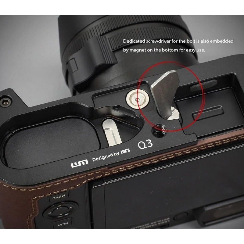 LIM'S Genuine Italy Leather Camera Half Case Metal Grip Dovetail
