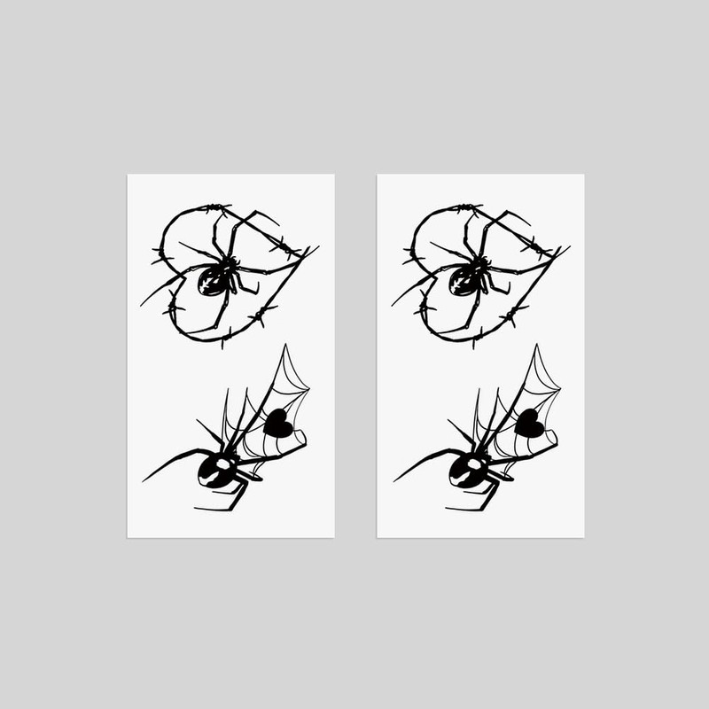 Oottati 2 Sheets Small Tiny Temporary Tattoo Stickers Throns Spider
