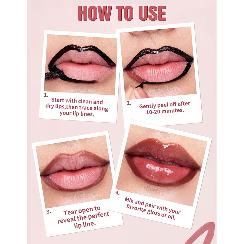 Erinde Delineador de Labios Peel off, Pintalabios Mate Resistente al