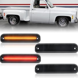 NJSBYL LED Side Marker Lights for Chevy and GMC C/K Series C10 C20 C30 K10 K20 K30 C1500 C2500 C3500 K1500 K2500 K3500 R30 V30 R3500 V3500 Smoked Lens Front Rear Left Right Markers Signal Lamps