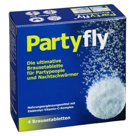 PARTYFLY Effervescent Tablets Pack of 12 = 3 x 4 Pieces - with Vitamin C and Electrolytes - Reload