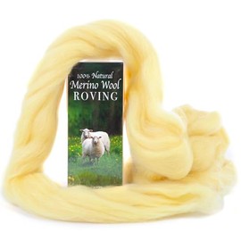 Desert Breeze Distributing Merino Wool Roving, Premium Combed Top, 1 oz, Color Yellow, 21.5 Micron, Perfect for Felting Projects, 100% Pure Wool, Made in The UK