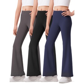 HASMES 3 Pack Girls Flare Leggings Kids Bell Bottom High Waisted Dance Yoga Pants Activewear