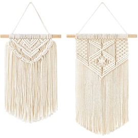 Mkouo Set of 2 Macrame Wall Hanging Art Woven Wall Decoration