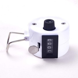 Hand Tally Counter 4 Digit Number Dual Clicker Golf Handy Convenient (White)