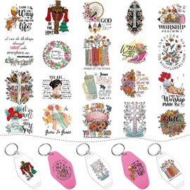Berirexrion Bible Verse Motel Stickers - 80 PCs Bible Verse UV DTF Wraps Sticker Hotel Keychain Inspirational Christian Transfers Stickers for Christmas Thanksgiving Women Religious Believers Gift