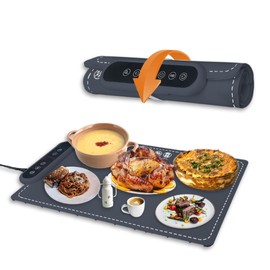 EXTRAMBOTIQUEX Food Warming Mat, Fast Heating Silicone Electric with 6 Level Temperature up to 24 Hours-(Dusty Blue, 24'' x 14.8'' x 0.27'')