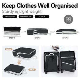 Compression Packing Cubes for Travel,Waterproof Packing Compression Cubes for Travel Packing Organizers,Luggage Cubes for Packing,Ultralight Expandable Packing Cubes Compression (Black 9 Pack)