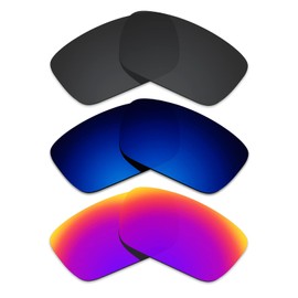 Alphax 3 Pair Polarized Replacement Lenses for Oakley Fuel Cell OO9096 - Black+Deep Water+Midnight Sun