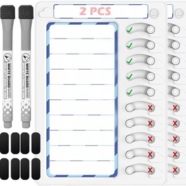 CXAFQ 2Pcs Magnetic Whiteboard for Fridge,Includes 8 Magnetic Stickers, 2 Erasable Pens, and 2 Magnetic Chore Chart for Kids, Size 22 * 17cm, Weekly Planner On The Refrigerator Desktop Magnetic Board