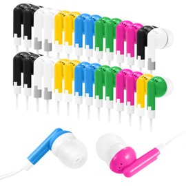 Wensdo 30 Packs Kids Earbud Headphones Bulk, Wired Earphones with 3.5 mm Jack Multi Colored Perfect for Classroom School Students Children and Adult