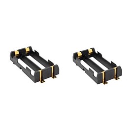 BestTong 18650 Battery Case Holder, 2 Slots 3.7V DIY Battery Storage Box in Parallel or Series Plastic Batteries Case with Clips Pins Contacts for Soldering 2 x 18650 Pack of 2