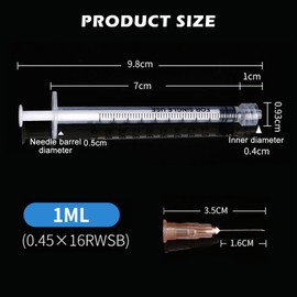 Pack of 50 Syringes 1 ml, Vegena 1 ml Syringes Set Plastic Tube Syringes Disposable Syringes Small Dosing Syringe Liquid Syringe Independent Seal Packaging Disposable Syringes (50)