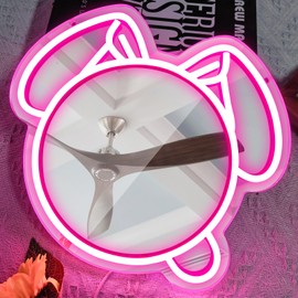 Taaneyo Rabbit Mirror with Light Neon Sign for Wall Decoration Dimmable Pink Rabbit Neon Sign for Bedroom Kid Room Store, Makeup Mirror Neon Sign for Women Girls Birthday Christmas Easter Gifts