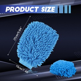 wuyaoyao 2PCS Car Wash Mitt, 10.14"×7.12" Chenille Microfiber Car Wash Mitts, Scratch-Free & Lint-Free, Absorbent Double Sided Clean Glove for Cars Cleaning, Auto Cleaning Supplies (Sky Blue)