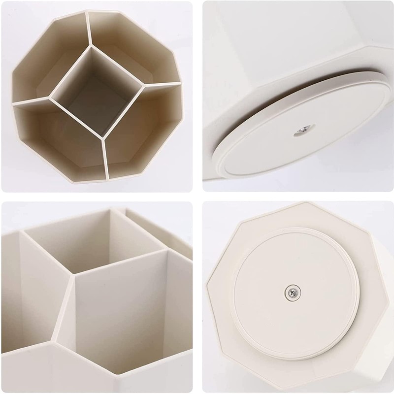AhfuLife Rotating Pencil Pot for Desk, Makeup Brush Holder with