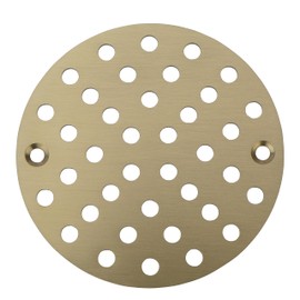 4 Inch Floor Drain Filter Cover, Threaded Circular Shower Drain Cover, Used for Drain Cover Replacement, Floor Drain Grate with Screws (Golden)