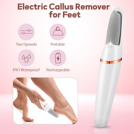 Electric Foot Callus Remover, ZABOUL Callus Remover for Feet Rechargeable Portable Pedicure Tool Kit, Smooth Pedicure Wand for Feet Care, Removes Dry Hard & Dead Skin Ideal Gift (White)