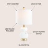 JONATHAN Y 20" White/Brass Gold Ribbed Gourd Glass Table Lamp,
