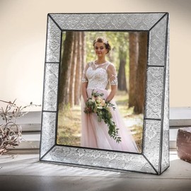 Clear Glass Picture Frame 8x10 Vertical Photo Display Desk or Tabletop Vintage Home Décor Family Wedding Anniversary Engagement Graduation Baby Gift J Devlin Pic 126 Series