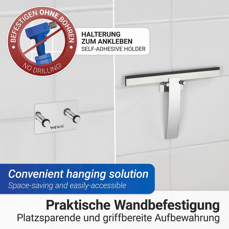 Wenko 18172100 Bathroom wiper Gela, shiny for bath and shower,