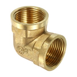 sourcing map 2 Pcs G 3/4 Inch Female x G 3/4 Inch Female 90 Degree Elbow, Brass L Right Angle Pipe Fitting, Connector for Fluid, Gas, Fuel, Oil, 41x41mm