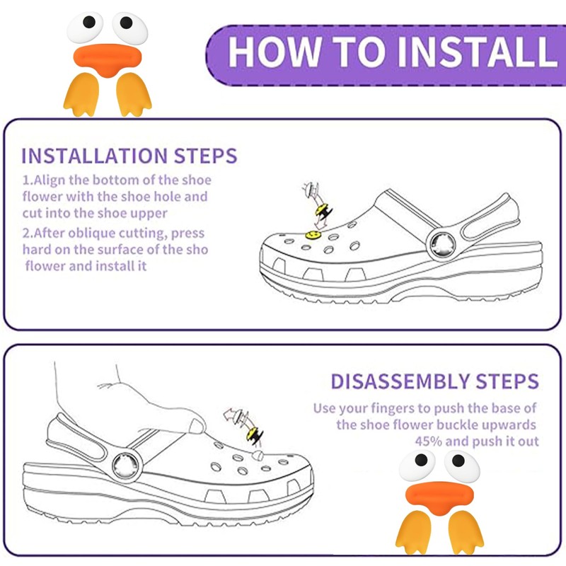 Duck Croc Charms - 10PCS Funny 3D Duck Shoe Clips
