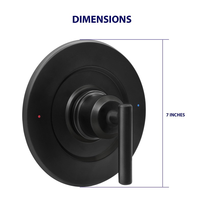 Matte Black Shower Valve Trim Kit (Valve Handle Only, Valve