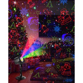 Laser Christmas Projector Lights Outdoor, 3 Color Laser Light Projector with Christmas Decorative Patterns, Waterproof, Indoor Holiday Decoration, Christmas Gift, Home Decor, Party, Garden (Black)
