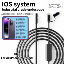 Smartphone-Compatible Endoscope Camera for Inspection – 5.5mm or 8mm Probe Options for Automotive and Pipe Checks