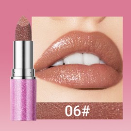 Erinde Metallic Glitter Lipstick for Women, Long Lasting Sparkle Brown Lipsticks, High Shine Diamond Creamy Lipstick Lipcolor Makeup, Hydrating Glimmer Finish, Sparkling Lip Gloss, 06 Gilded Bronze