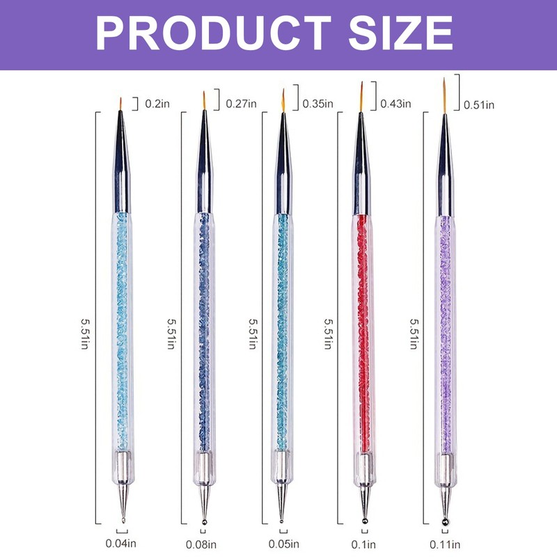 5pcs Nail Art Brushes & Dotting Tools Set - Double