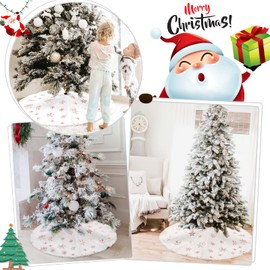 White Christmas Tree Skirt 36 Inches Faux Fur Tree Skirts Rose Gold Snowflakes Plush Tree Skirts Small Xmas Tree Skirt for Christmas Tree Decorations Ornaments