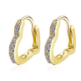 MIKAMU Women's Heart Ring Earrings, Diamond CZ, 18K Gold RGP, Popular, 18K Gold, Pink Gold, Includes Gift Box, Brass, Cubic Zirconia