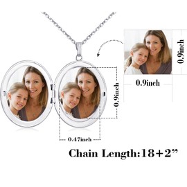 YOUFENG Oval Round Flower Locket Necklace that Holds Pictures Photo Locket Pendant Gifts for Women Gold