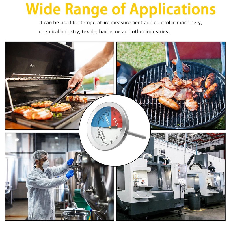 BBQ Smoker Thermometer, 2-Inch Dial Temperature Gauge with Fahrenheit and