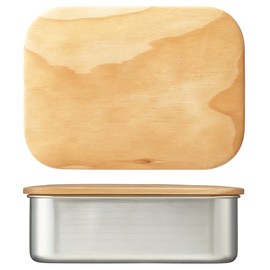 Skater STLBT11B-A Stainless Steel Lunch Box with Wooden Lid, 1 Tier, 36.0 fl oz (1,030 ml), Large Capacity, For Men